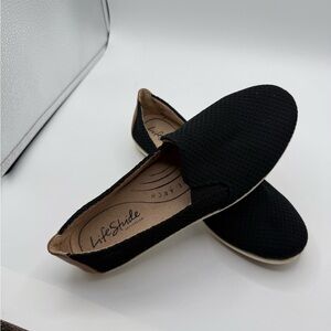 Life Stride Next Level Moccasin Black Fabric Size 8